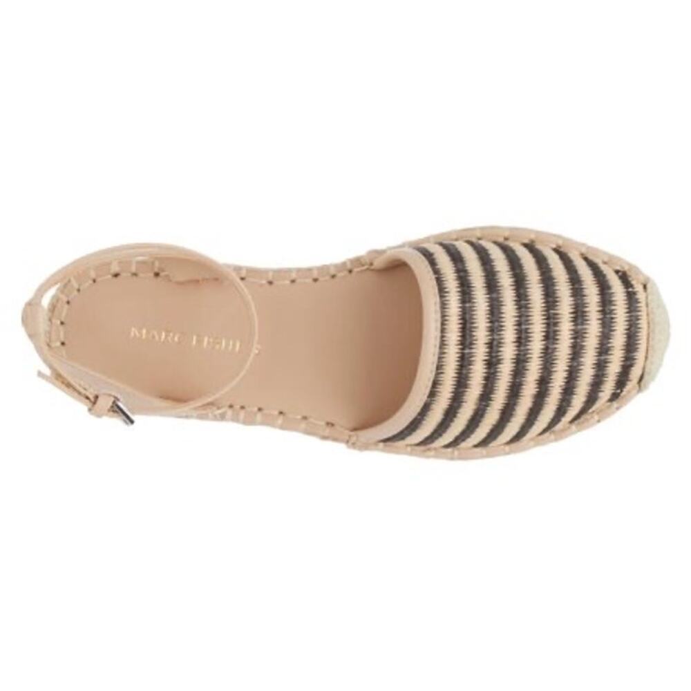 NWT Marc Fisher Bessie Espadrille Flat Black Beige Stripe Size 9 - Picture 4 of 11